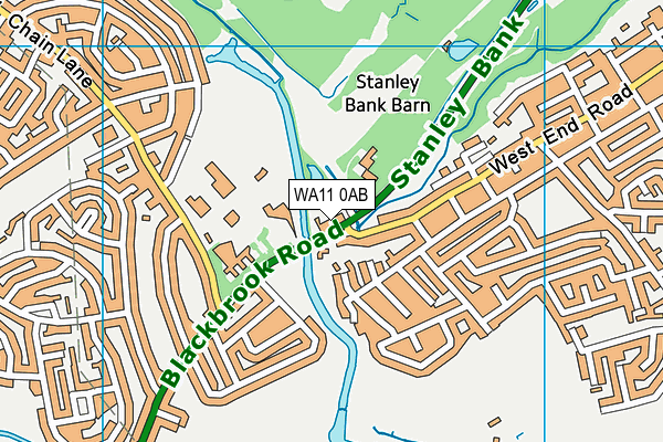 WA11 0AB map - OS VectorMap District (Ordnance Survey)