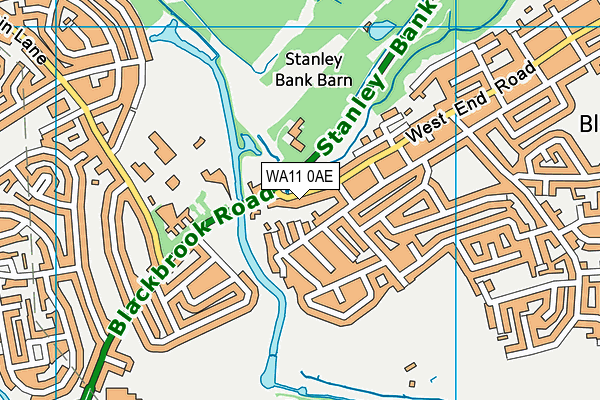 WA11 0AE map - OS VectorMap District (Ordnance Survey)