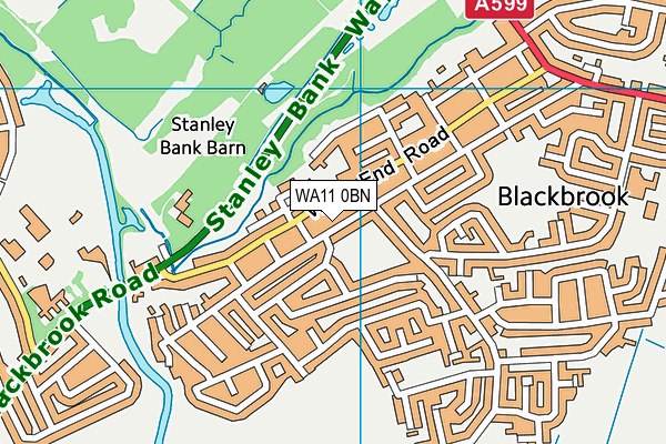 Park Street Playing Fields map (WA11 0BN) - OS VectorMap District (Ordnance Survey)