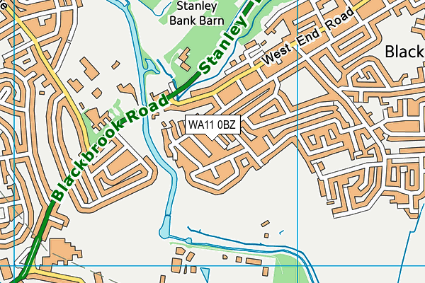WA11 0BZ map - OS VectorMap District (Ordnance Survey)