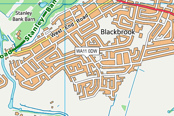 WA11 0DW map - OS VectorMap District (Ordnance Survey)