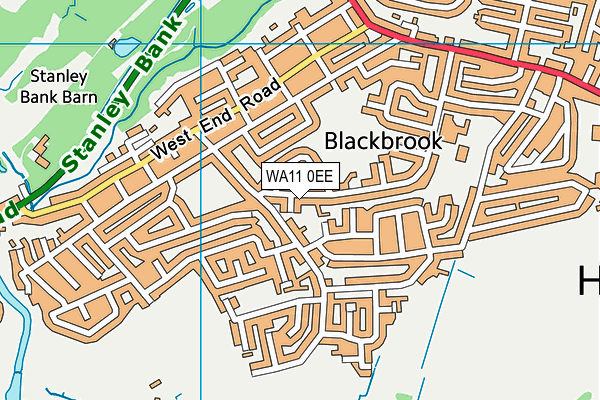 WA11 0EE map - OS VectorMap District (Ordnance Survey)