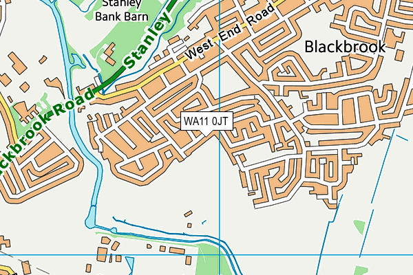 WA11 0JT map - OS VectorMap District (Ordnance Survey)