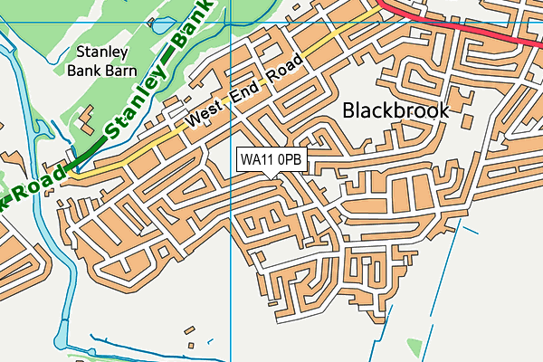 WA11 0PB map - OS VectorMap District (Ordnance Survey)