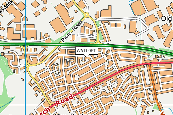 WA11 0PT map - OS VectorMap District (Ordnance Survey)