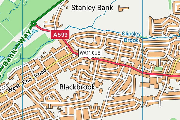 WA11 0UE map - OS VectorMap District (Ordnance Survey)