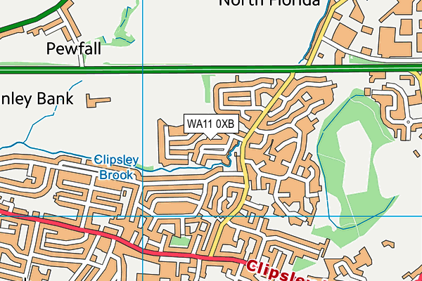WA11 0XB map - OS VectorMap District (Ordnance Survey)