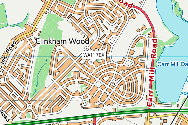 WA11 7EX map - OS VectorMap District (Ordnance Survey)