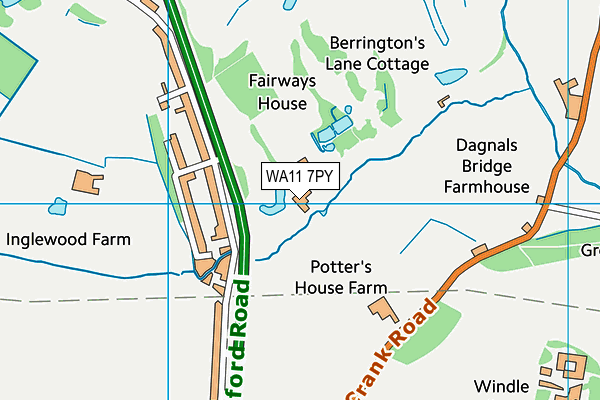 Berrington Hall Golf Club map (WA11 7PY) - OS VectorMap District (Ordnance Survey)