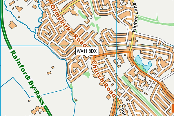 WA11 8DX map - OS VectorMap District (Ordnance Survey)
