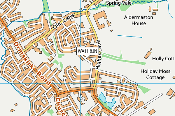 Old Hall Estate Playing Fields map (WA11 8JN) - OS VectorMap District (Ordnance Survey)