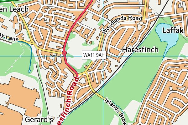 WA11 9AH map - OS VectorMap District (Ordnance Survey)