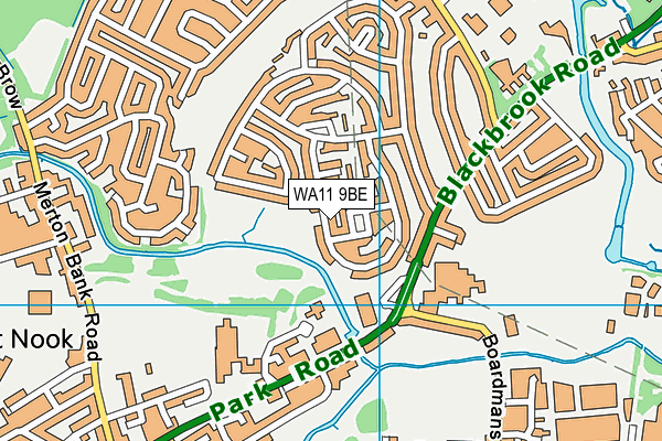 WA11 9BE map - OS VectorMap District (Ordnance Survey)