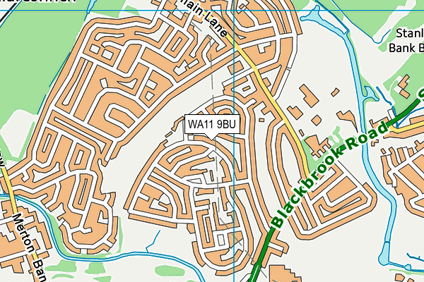 WA11 9BU map - OS VectorMap District (Ordnance Survey)