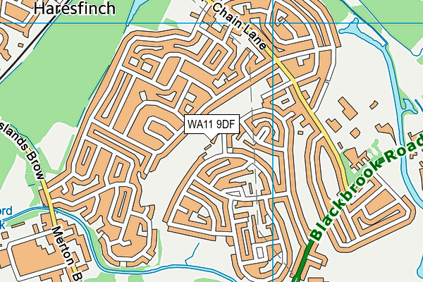WA11 9DF map - OS VectorMap District (Ordnance Survey)