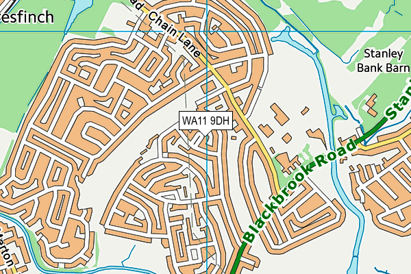 WA11 9DH map - OS VectorMap District (Ordnance Survey)