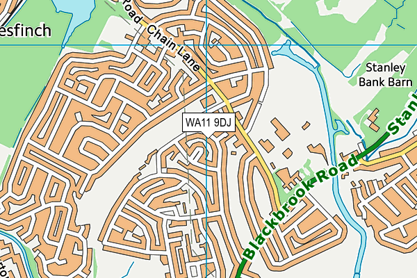 WA11 9DJ map - OS VectorMap District (Ordnance Survey)