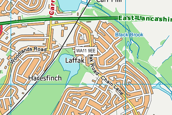WA11 9EE map - OS VectorMap District (Ordnance Survey)