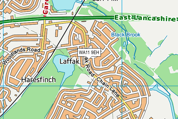 WA11 9EH map - OS VectorMap District (Ordnance Survey)