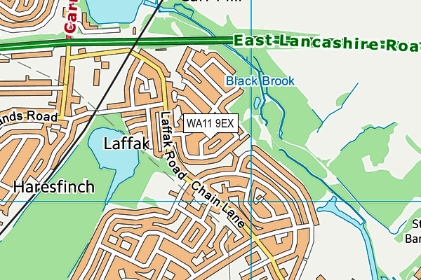 WA11 9EX map - OS VectorMap District (Ordnance Survey)