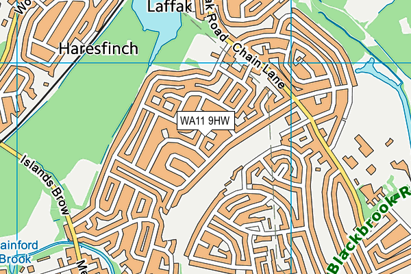 WA11 9HW map - OS VectorMap District (Ordnance Survey)
