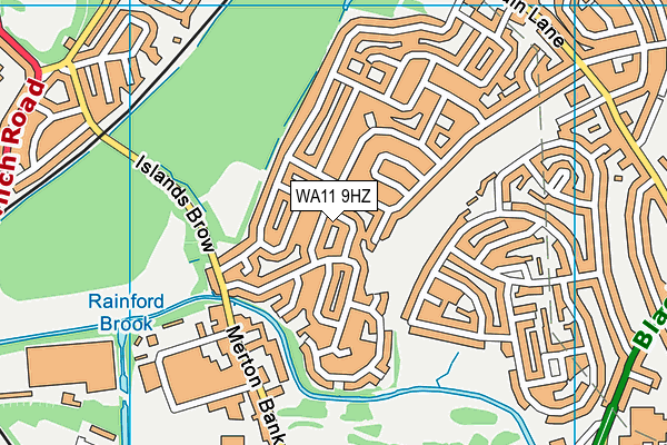 WA11 9HZ map - OS VectorMap District (Ordnance Survey)