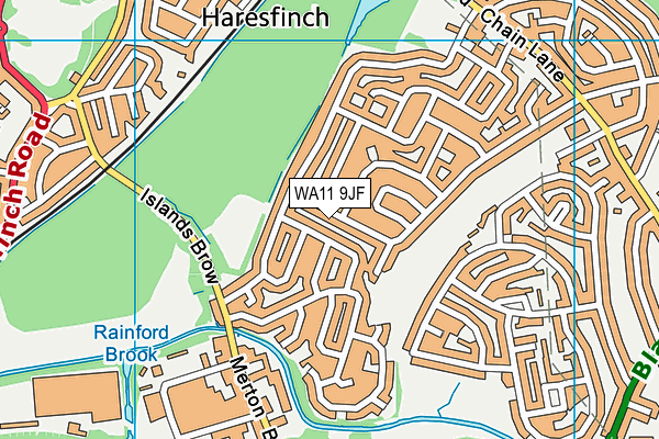 WA11 9JF map - OS VectorMap District (Ordnance Survey)