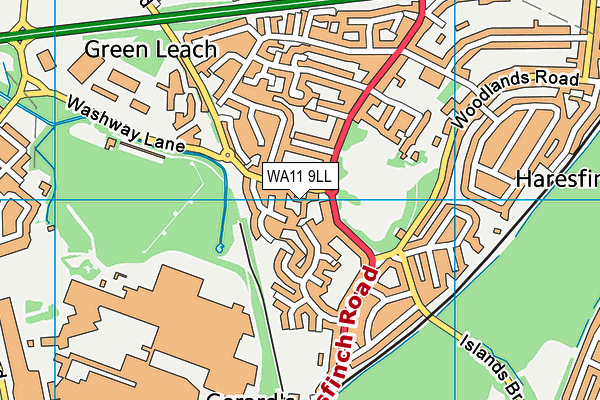 WA11 9LL map - OS VectorMap District (Ordnance Survey)