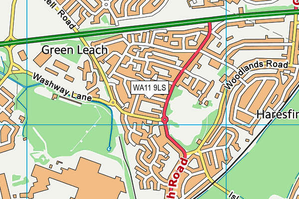 WA11 9LS map - OS VectorMap District (Ordnance Survey)