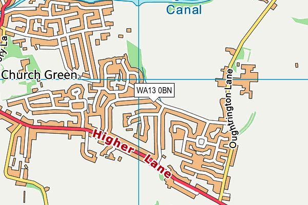 WA13 0BN map - OS VectorMap District (Ordnance Survey)