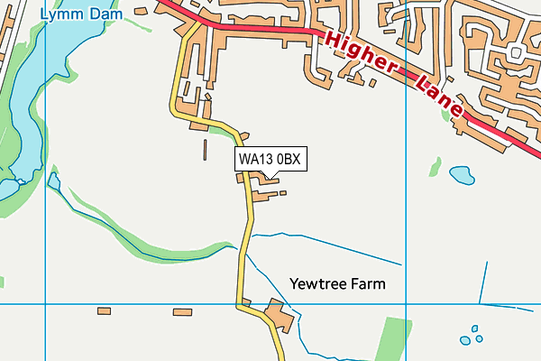 WA13 0BX map - OS VectorMap District (Ordnance Survey)