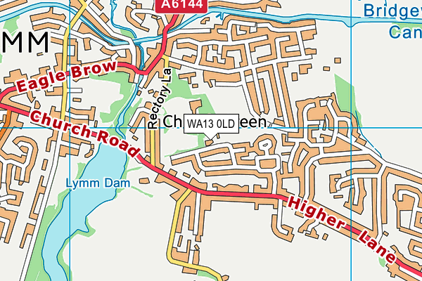 WA13 0LD map - OS VectorMap District (Ordnance Survey)