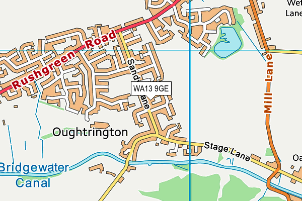 WA13 9GE map - OS VectorMap District (Ordnance Survey)
