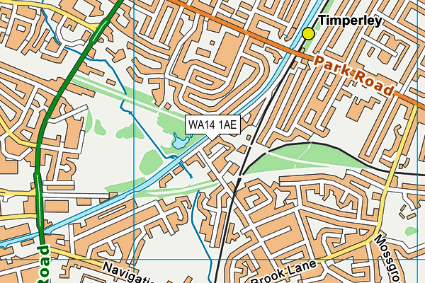 WA14 1AE map - OS VectorMap District (Ordnance Survey)