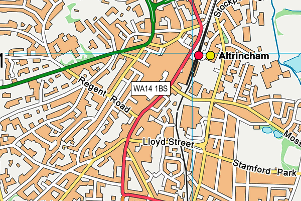 WA14 1BS map - OS VectorMap District (Ordnance Survey)