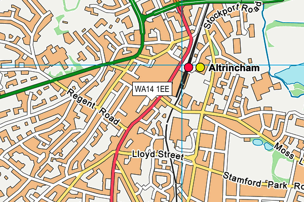 WA14 1EE map - OS VectorMap District (Ordnance Survey)