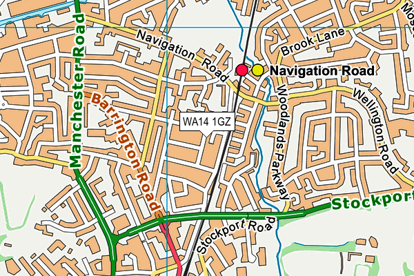 WA14 1GZ map - OS VectorMap District (Ordnance Survey)