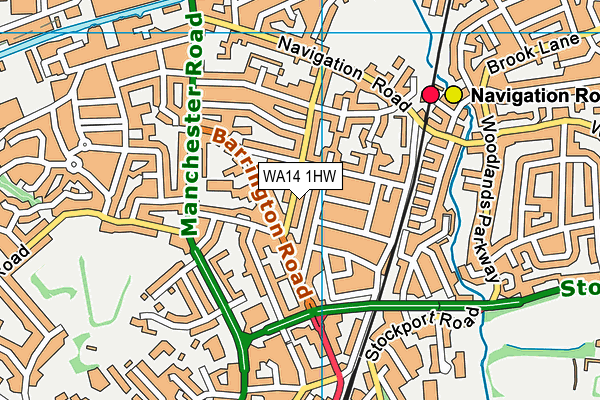 WA14 1HW map - OS VectorMap District (Ordnance Survey)