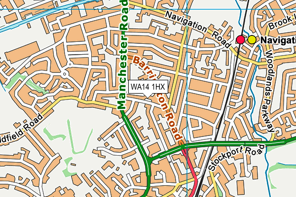 WA14 1HX map - OS VectorMap District (Ordnance Survey)