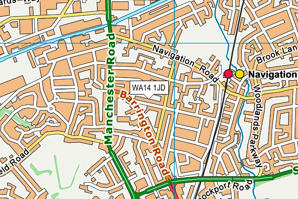 WA14 1JD map - OS VectorMap District (Ordnance Survey)