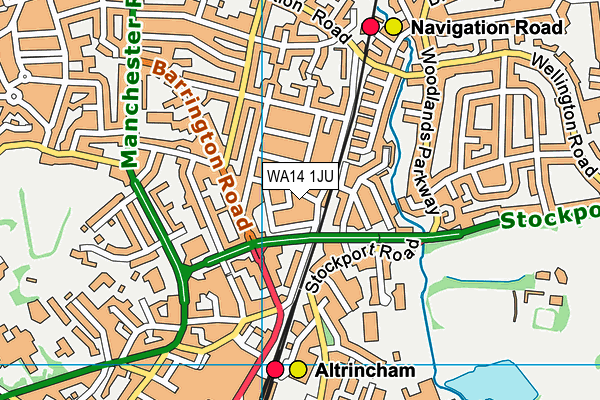 WA14 1JU map - OS VectorMap District (Ordnance Survey)