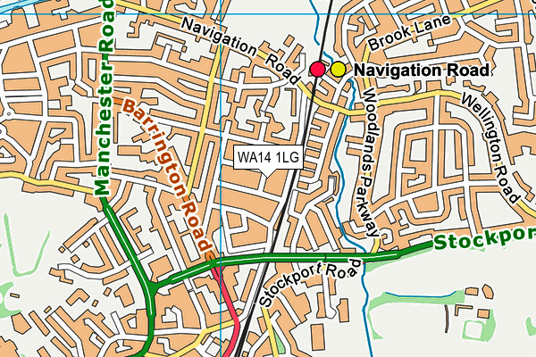 WA14 1LG map - OS VectorMap District (Ordnance Survey)