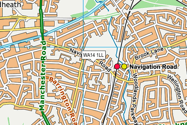Navigation Road Recreation Ground map (WA14 1LL) - OS VectorMap District (Ordnance Survey)