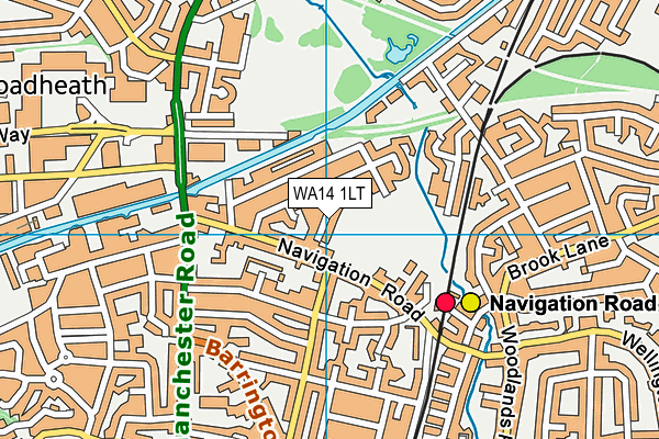 WA14 1LT map - OS VectorMap District (Ordnance Survey)