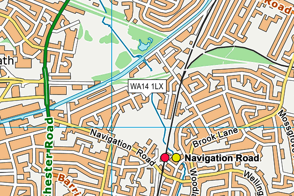 WA14 1LX map - OS VectorMap District (Ordnance Survey)