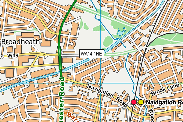 WA14 1NE map - OS VectorMap District (Ordnance Survey)