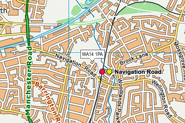 WA14 1PA map - OS VectorMap District (Ordnance Survey)
