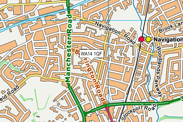 WA14 1QF map - OS VectorMap District (Ordnance Survey)