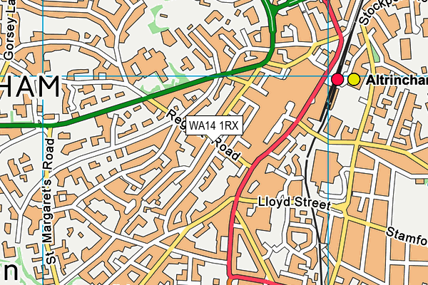 WA14 1RX map - OS VectorMap District (Ordnance Survey)