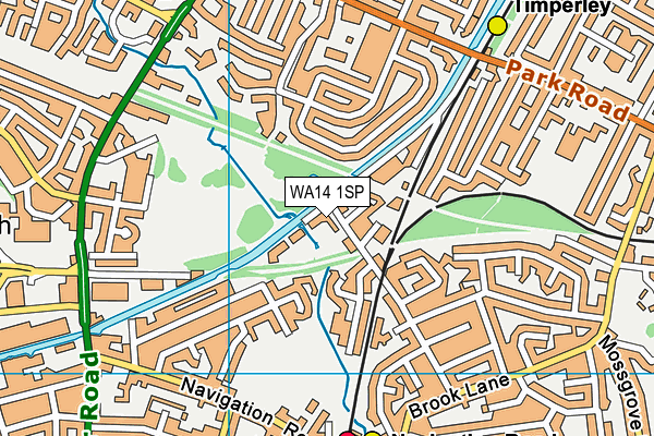 WA14 1SP map - OS VectorMap District (Ordnance Survey)